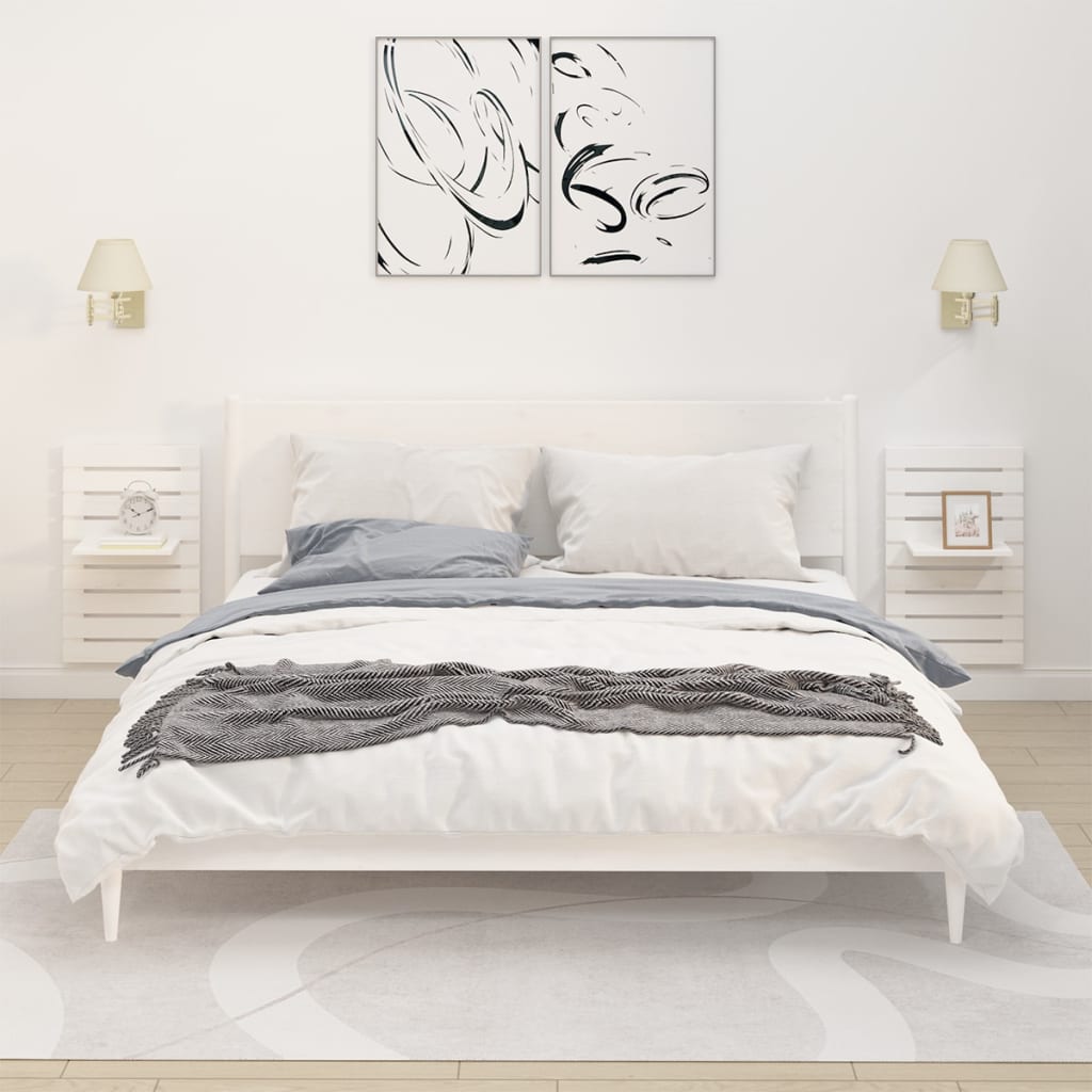 Étagères de chevet murales 2 pcs Blanc Bois de pin massif - XIOS