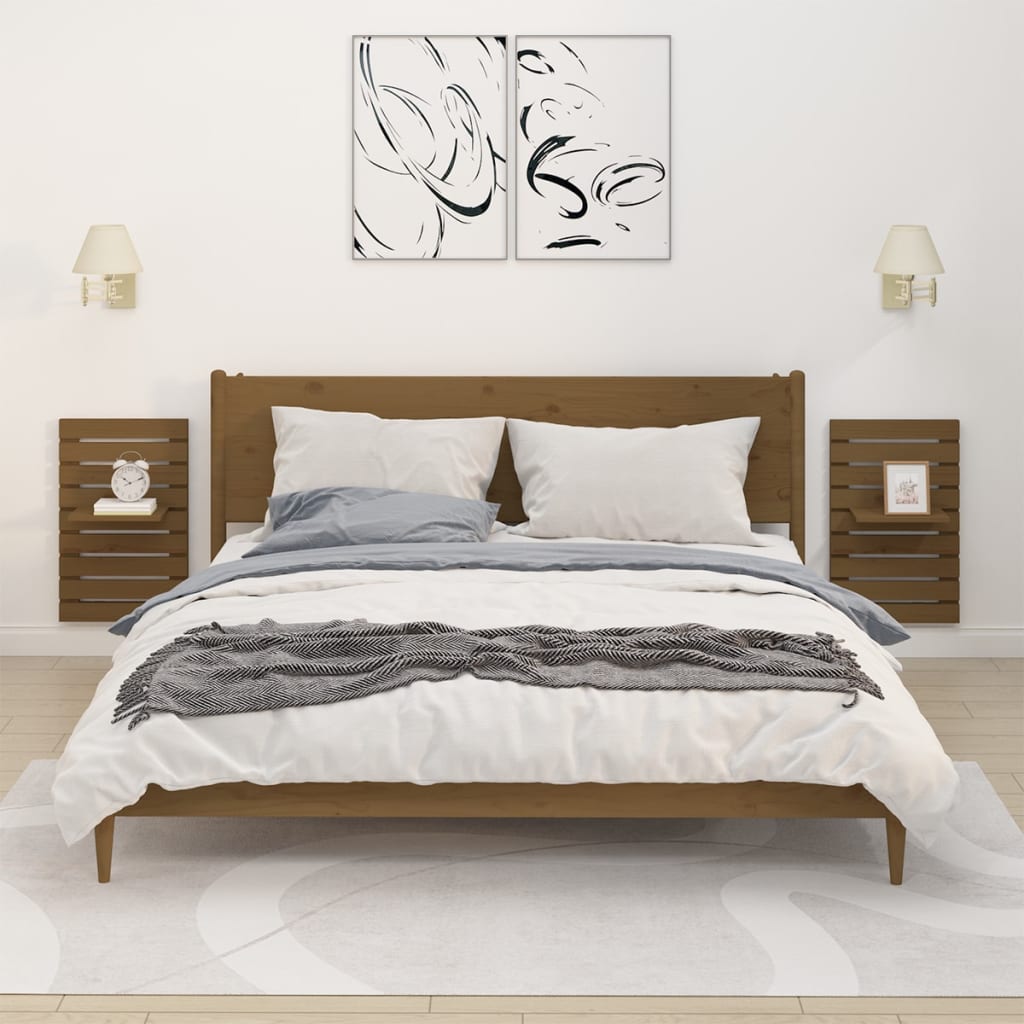 Étagères de chevet murales 2 pcs Marron miel Bois de pin massif - XIOS