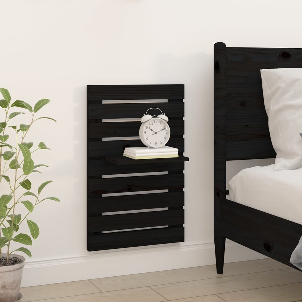 Étagères de chevet murales 2 pcs Noir Bois de pin massif - XIOS