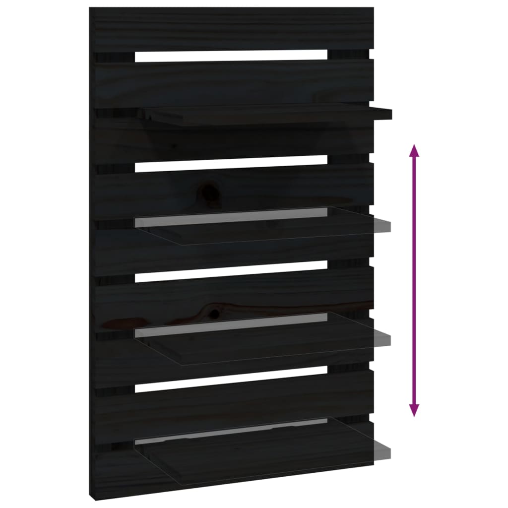 Étagères de chevet murales 2 pcs Noir Bois de pin massif - XIOS