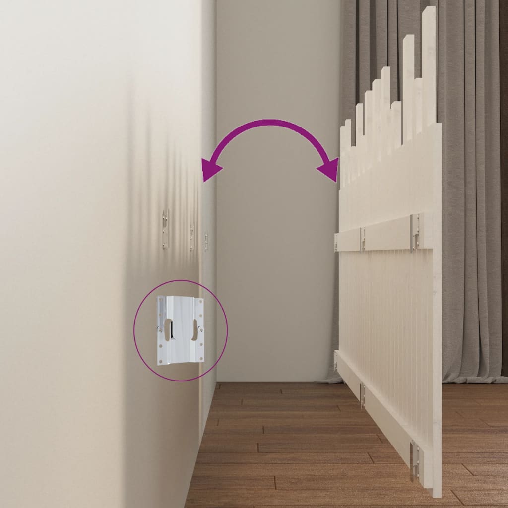 Tête de lit murale Blanc 204x3x80 cm Bois massif de pin - XIOS