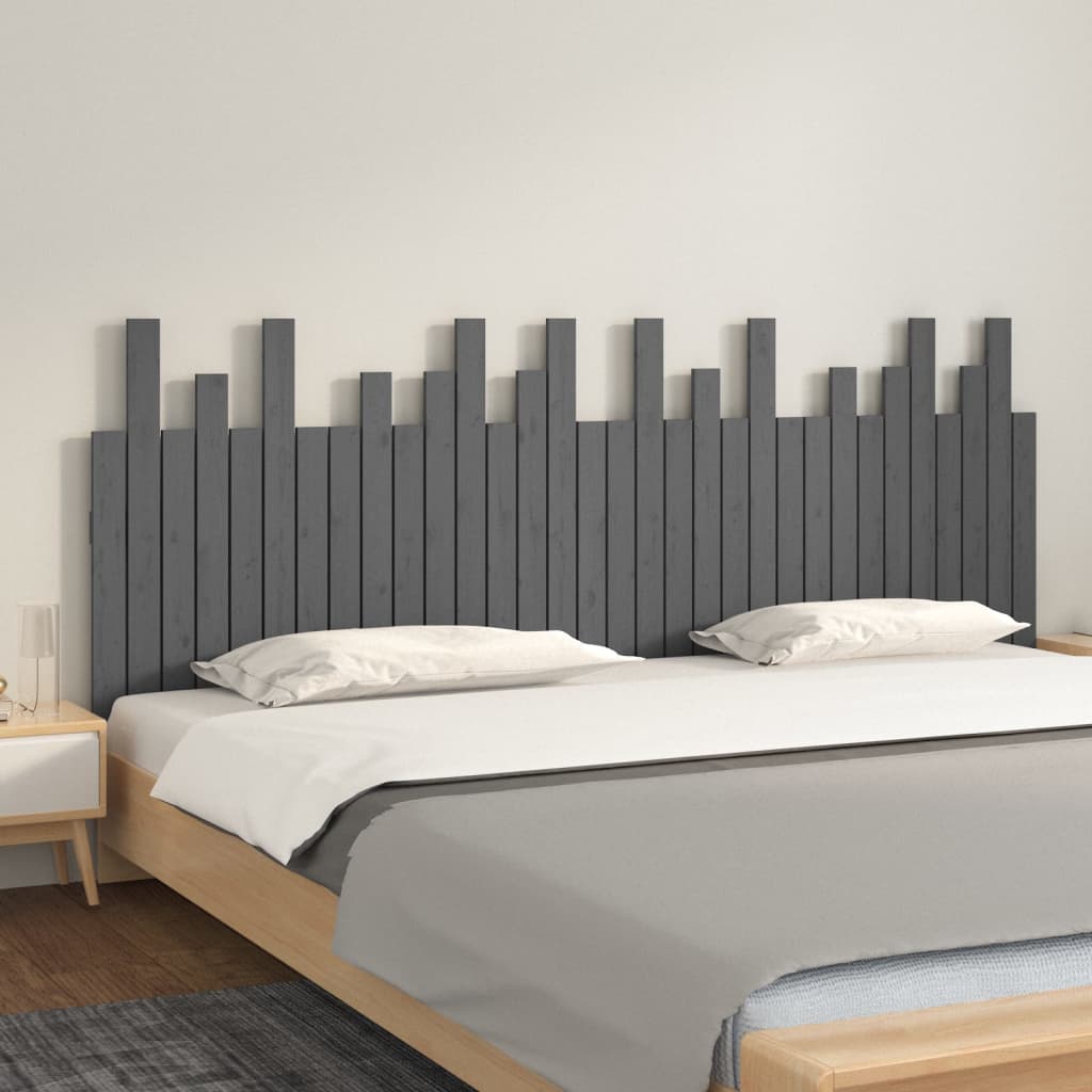 Tête de lit murale Gris 204x3x80 cm Bois massif de pin - XIOS