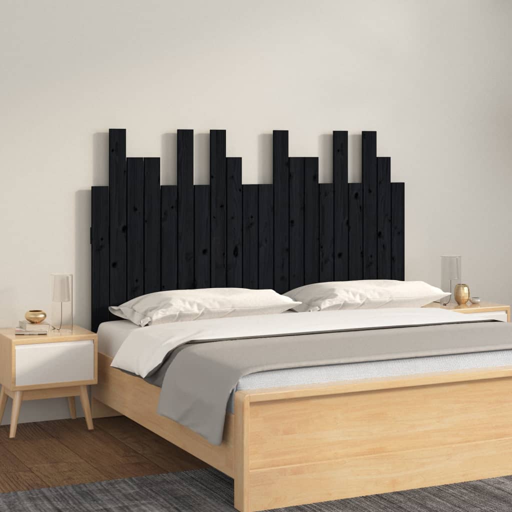 Tête de lit murale Noir 127,5x3x80 cm Bois massif de pin - XIOS