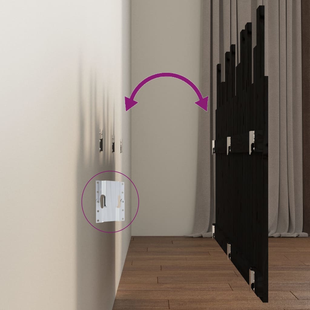 Tête de lit murale Noir 146,5x3x80 cm Bois massif de pin - XIOS