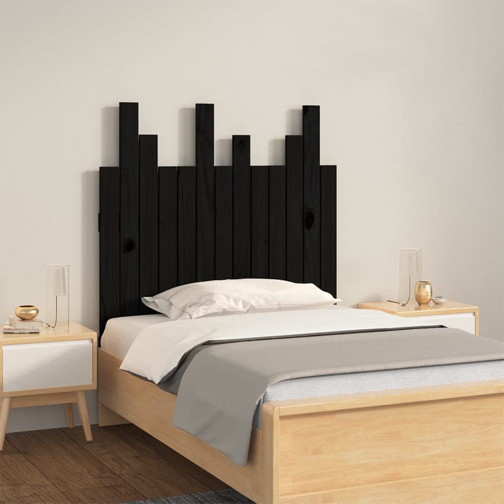 Tête de lit murale Noir 82,5x3x80 cm Bois massif de pin - XIOS