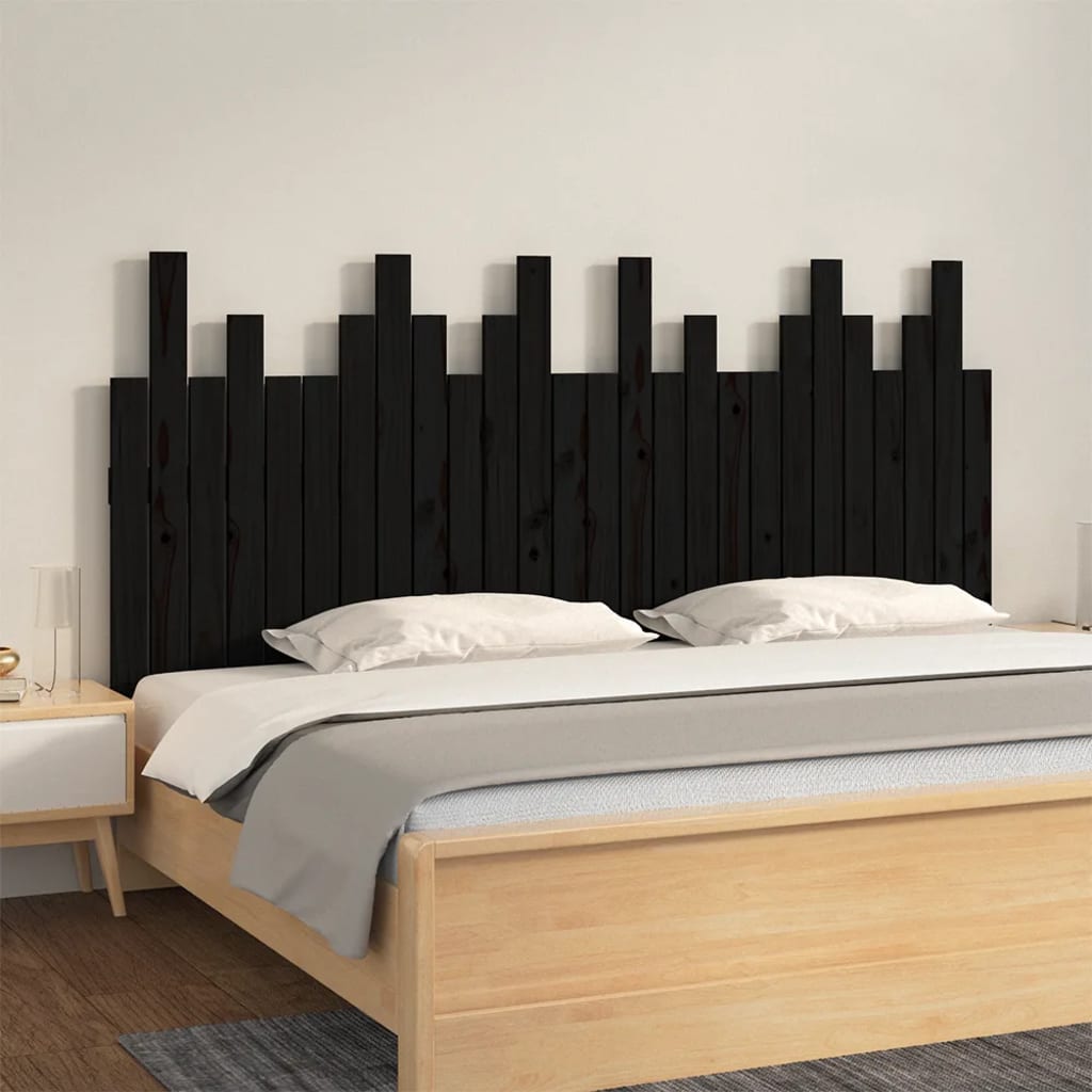 Tête de lit murale Noir 166x3x80 cm Bois massif de pin - XIOS