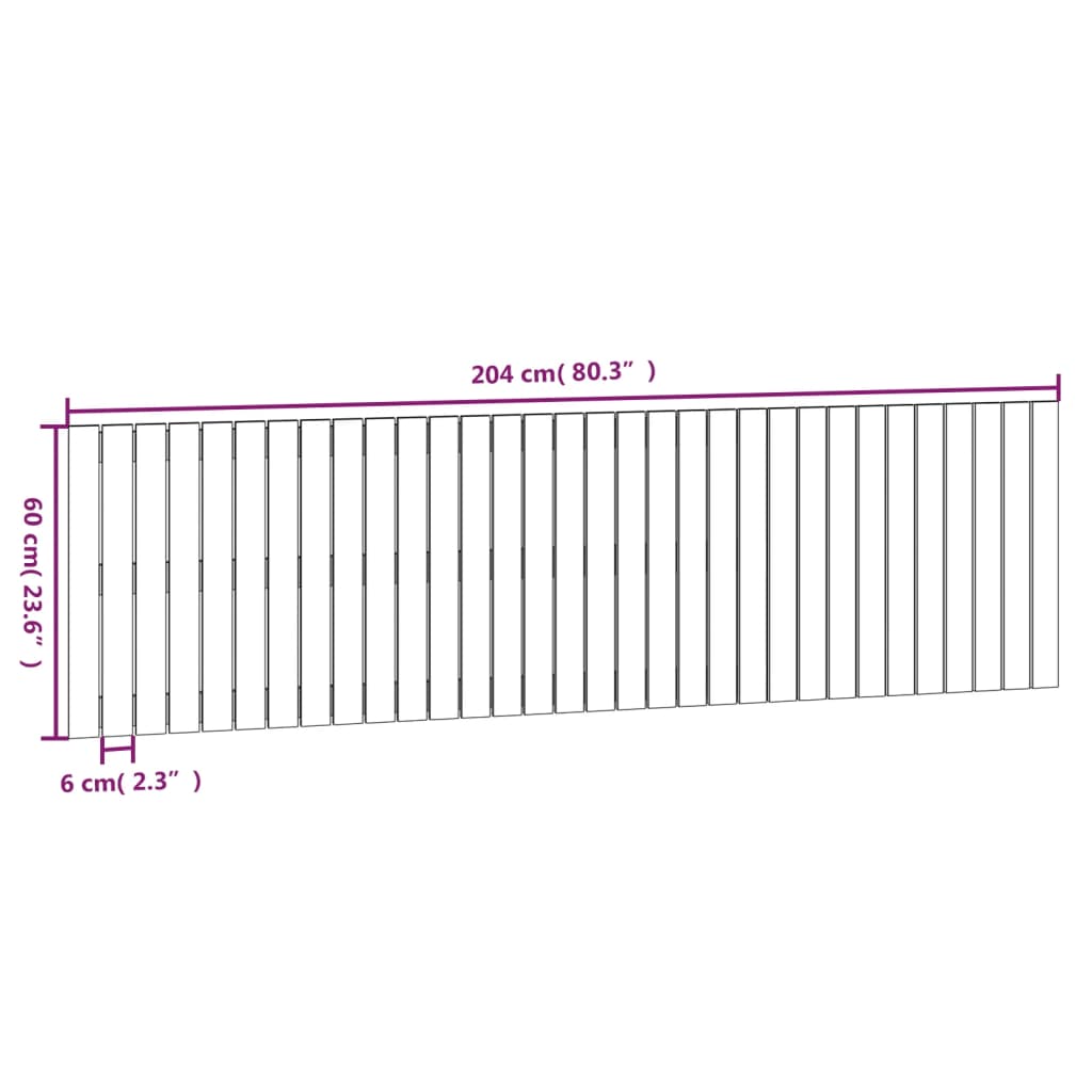Tête de lit murale 204x3x60 cm Bois massif de pin - XIOS