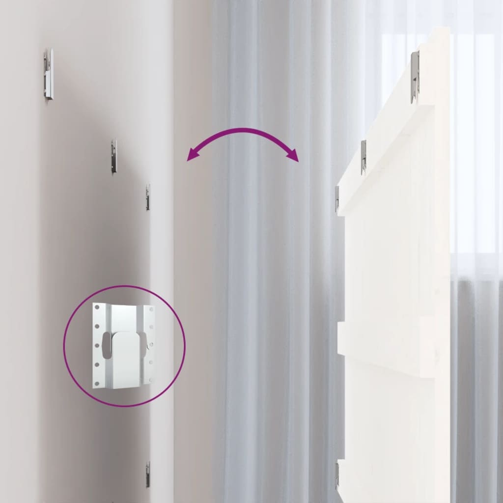 Tête de lit murale Blanc 204x3x60 cm Bois massif de pin - XIOS