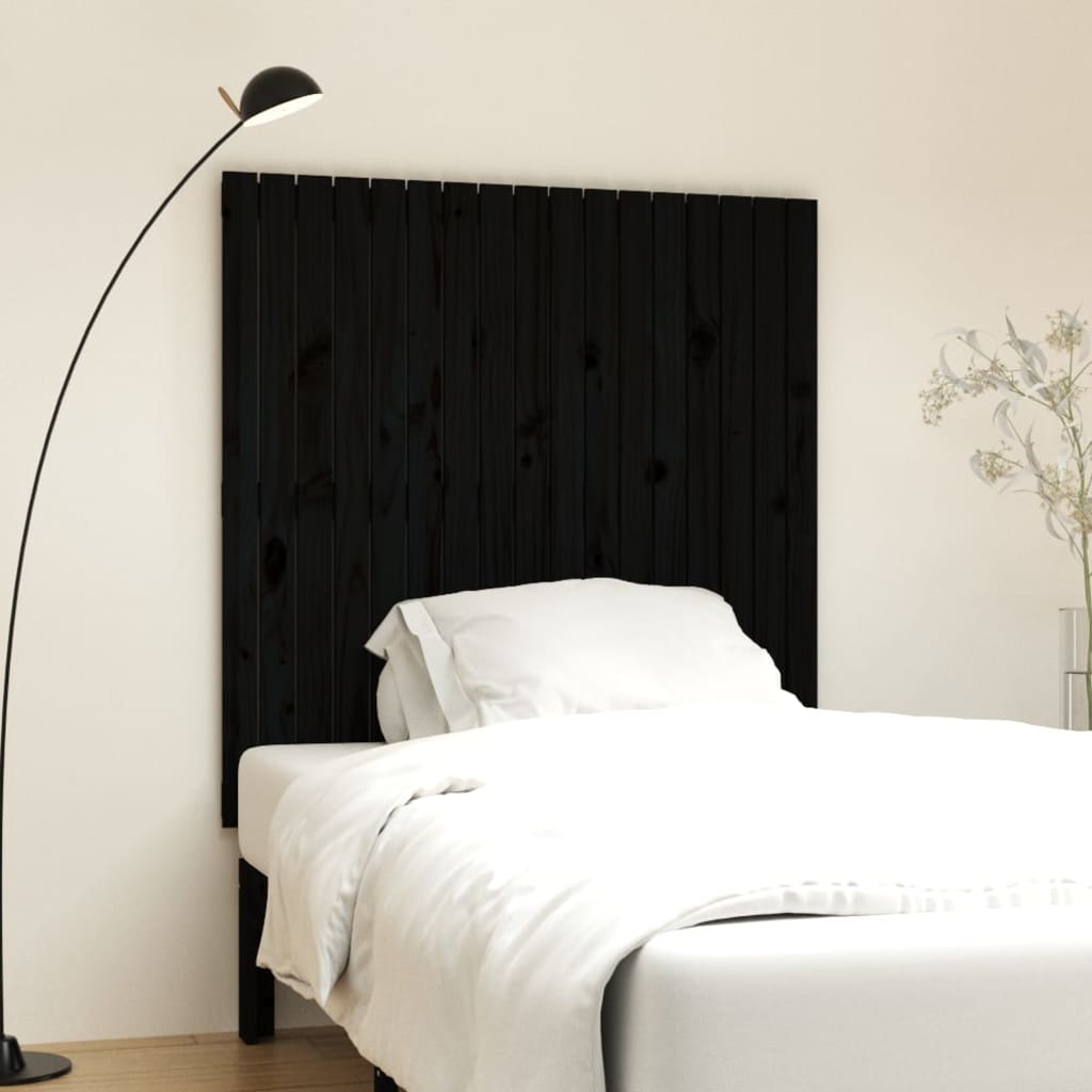 Tête de lit murale Noir 108x3x110 cm Bois massif de pin - XIOS