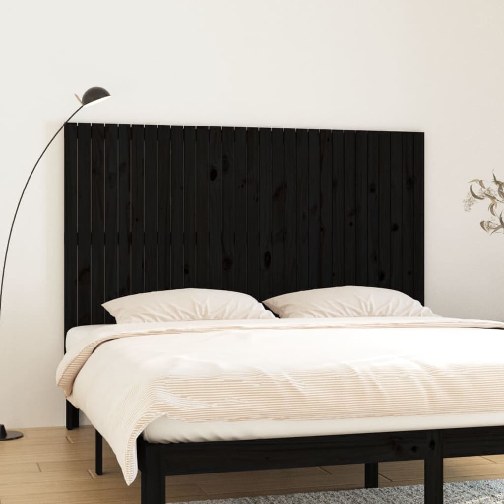 Tête de lit murale Noir 185x3x110 cm Bois massif de pin - XIOS