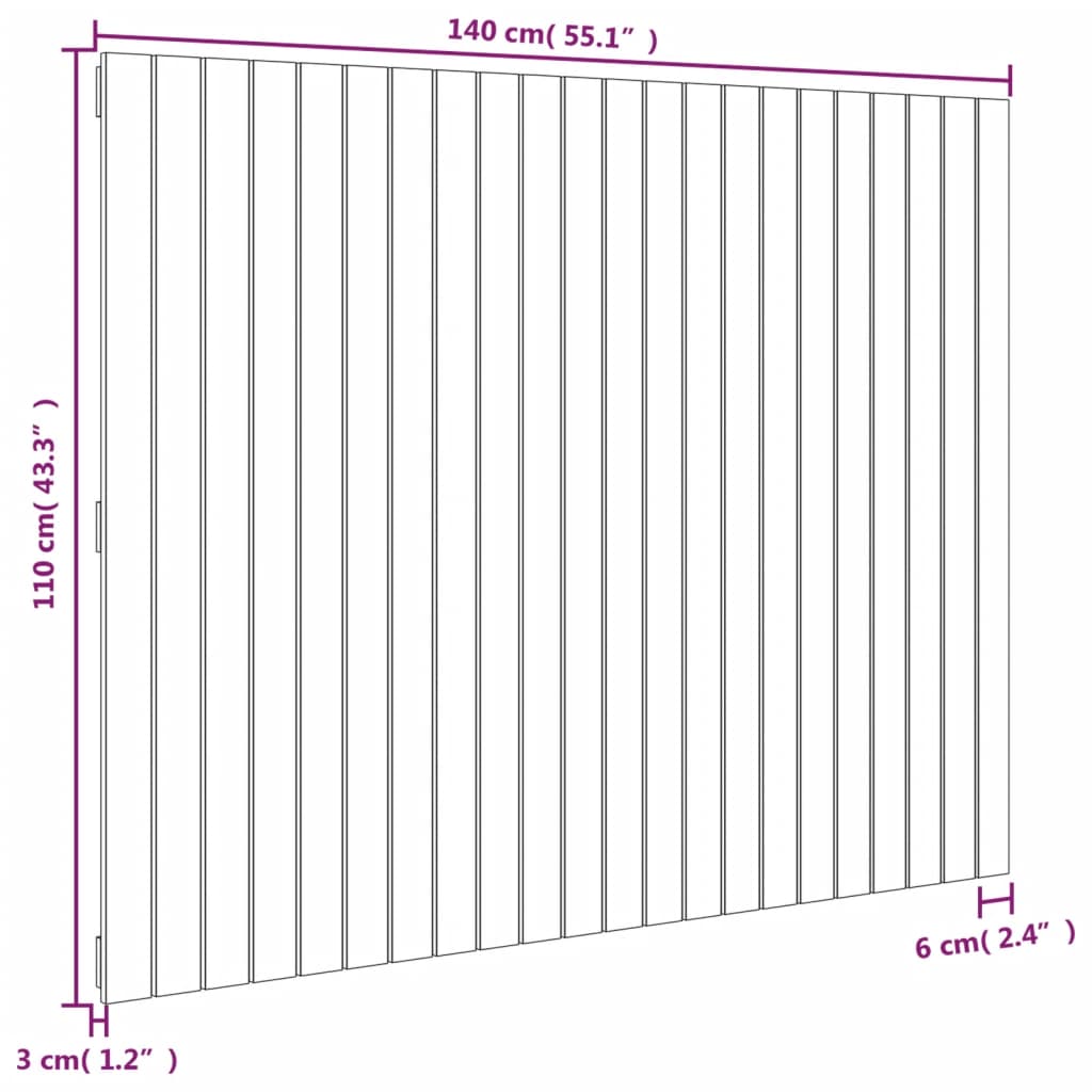 Tête de lit murale 140x3x110 cm Bois massif de pin - XIOS