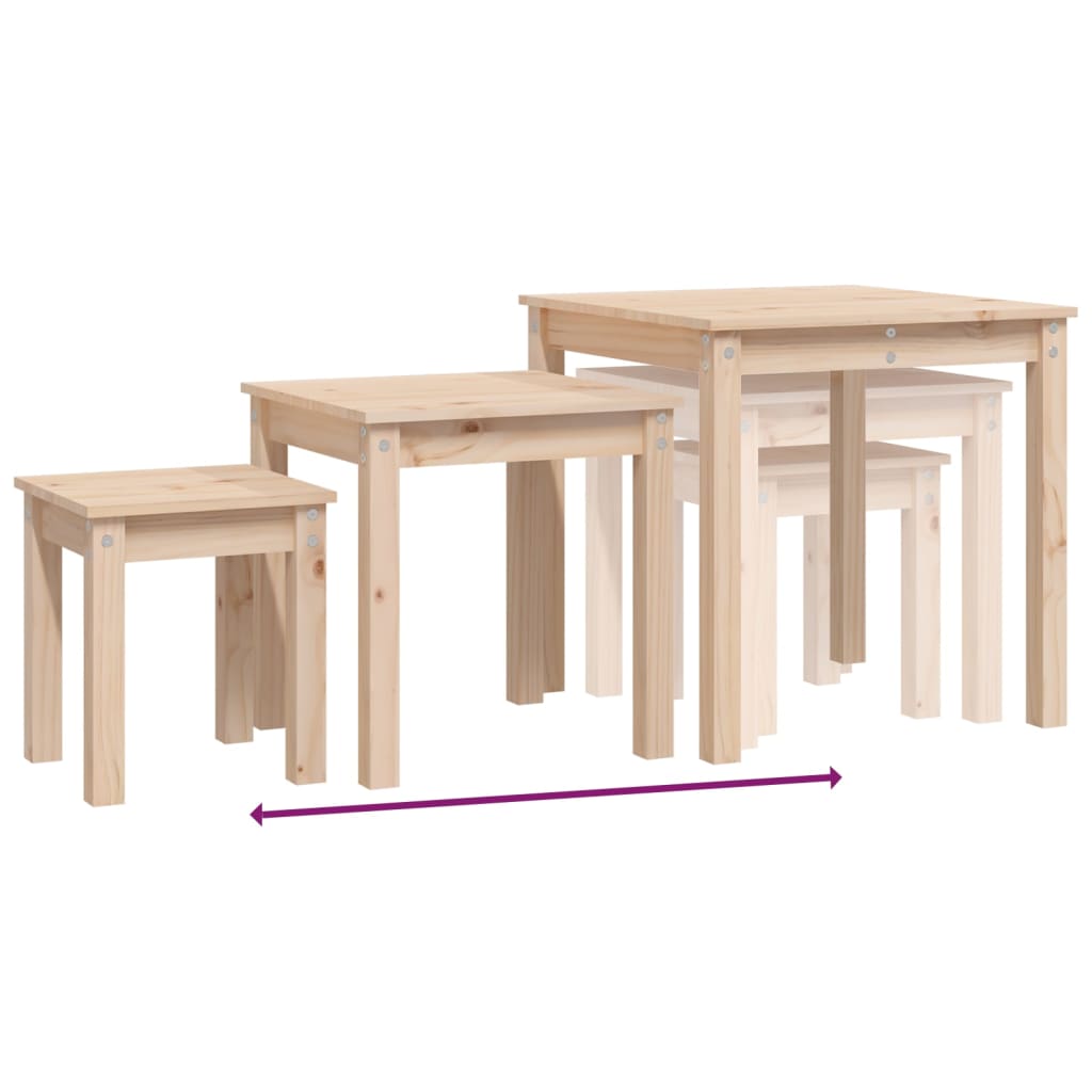 Tables gigognes 3 pcs Bois de pin massif - XIOS