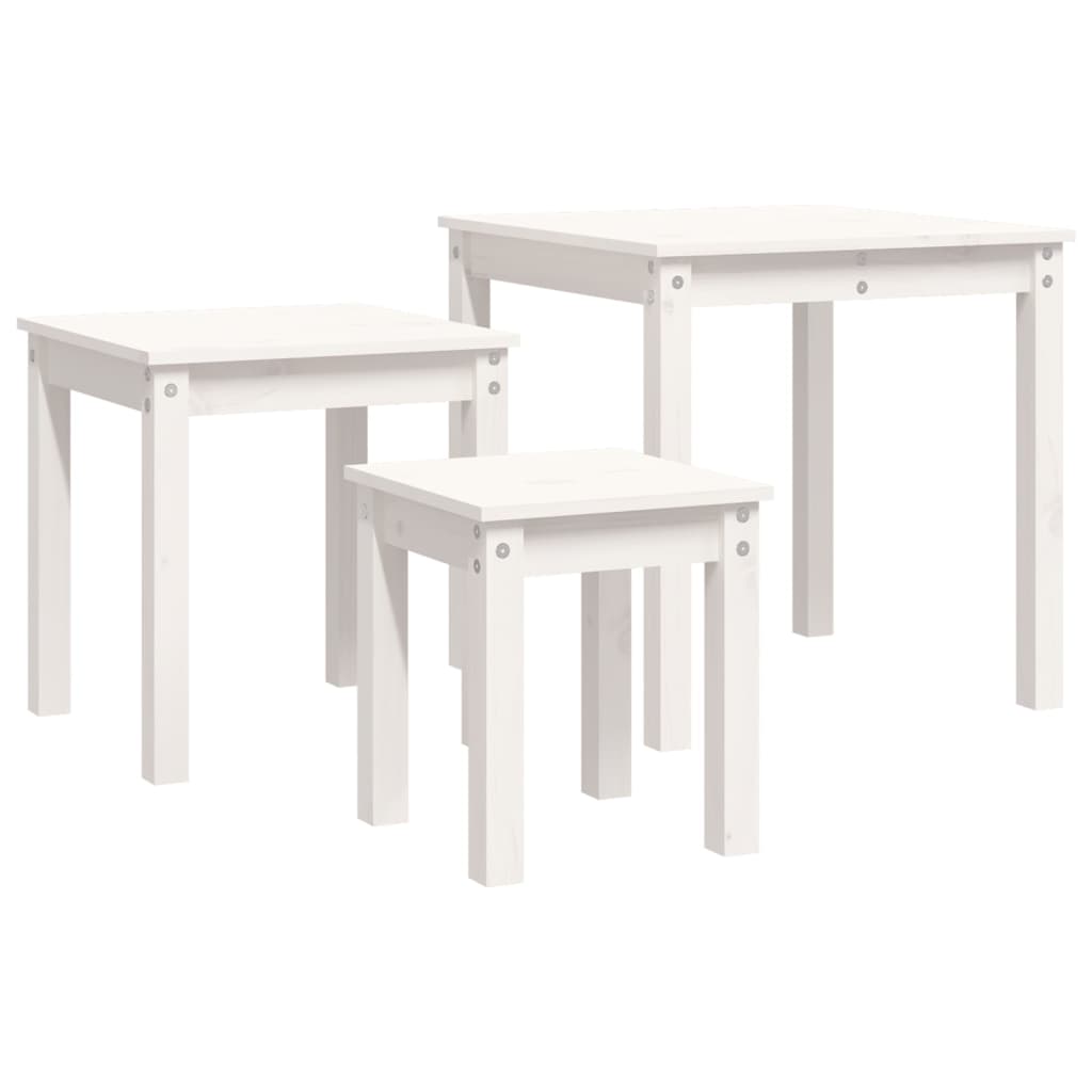 Tables gigognes 3 pcs Blanc Bois de pin massif - XIOS