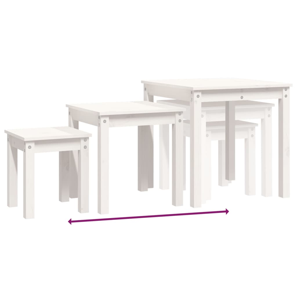 Tables gigognes 3 pcs Blanc Bois de pin massif - XIOS