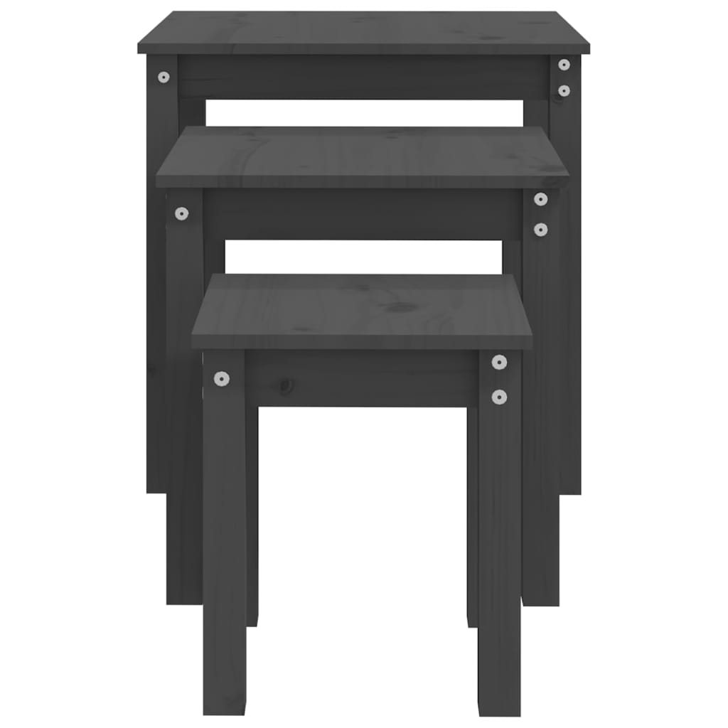 Tables gigognes 3 pcs Gris Bois de pin massif - XIOS