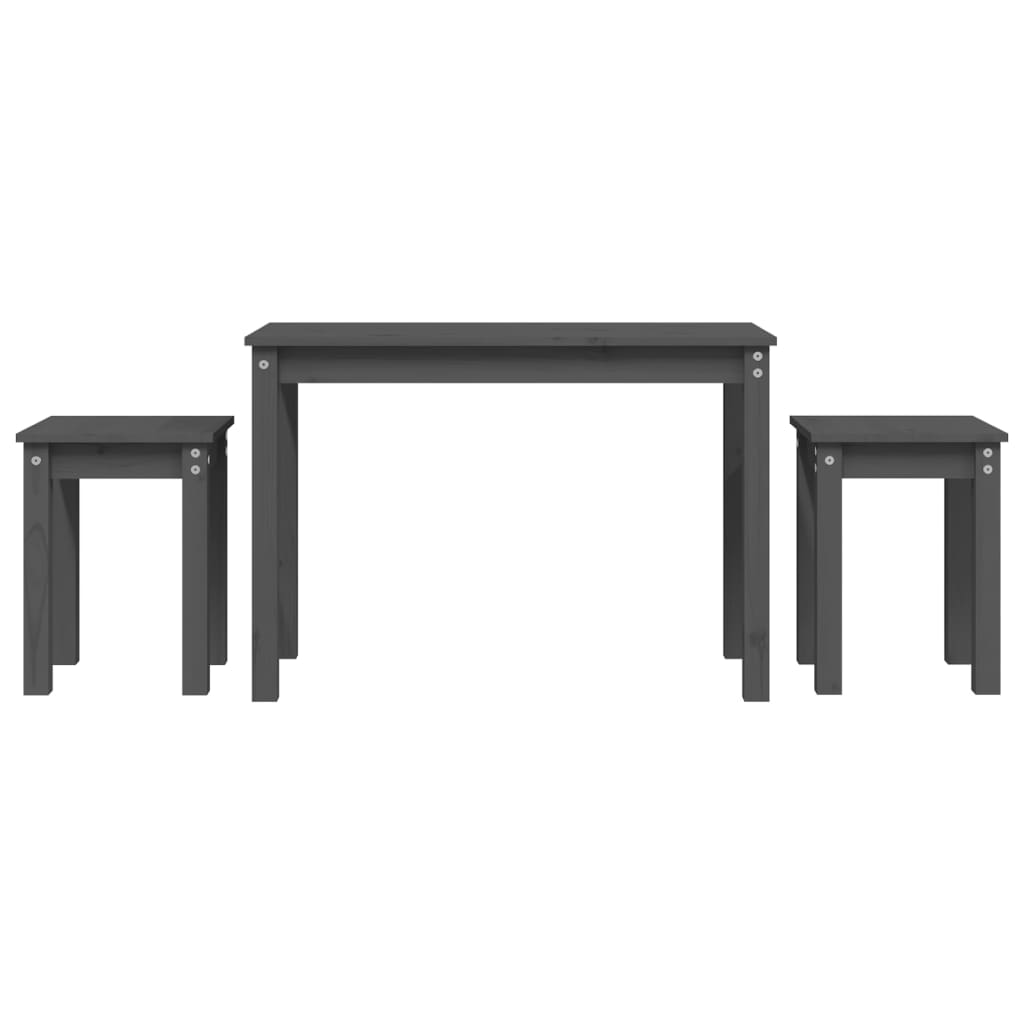 Tables gigognes 3 pcs Gris Bois de pin massif - XIOS