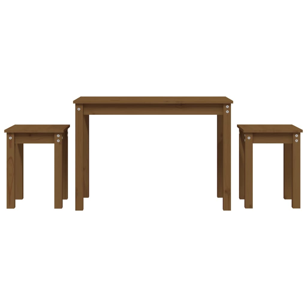 Tables gigognes 3 pcs Marron miel Bois de pin massif - XIOS