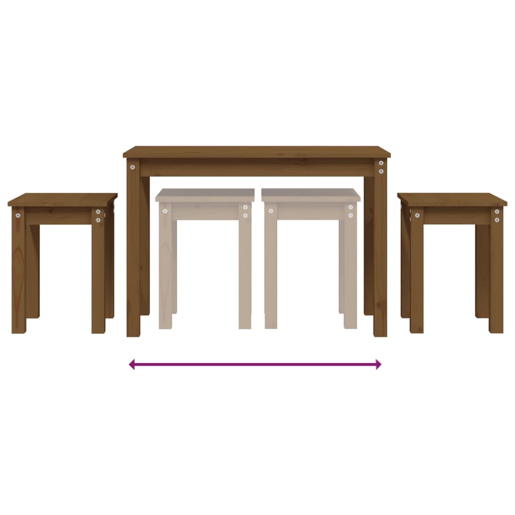 Tables gigognes 3 pcs Marron miel Bois de pin massif - XIOS