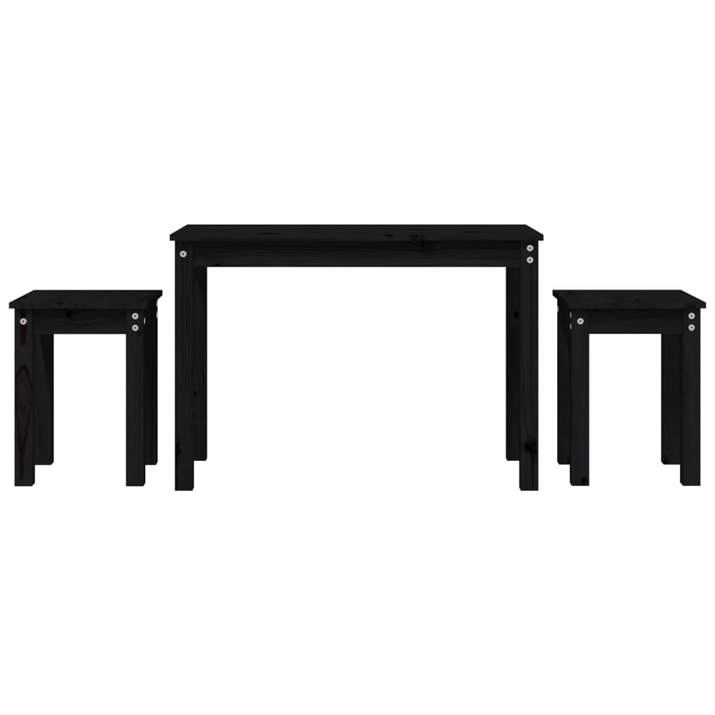 Tables gigognes 3 pcs Noir Bois de pin massif - XIOS
