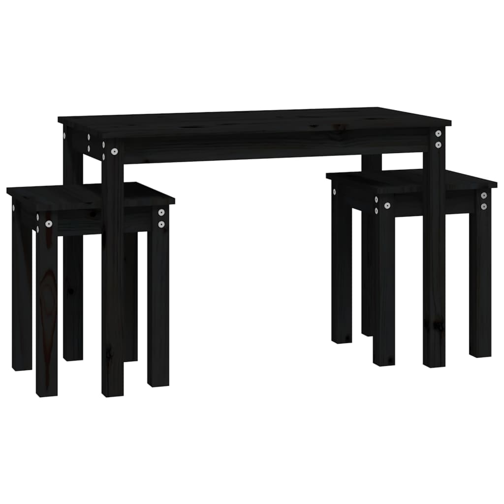 Tables gigognes 3 pcs Noir Bois de pin massif - XIOS