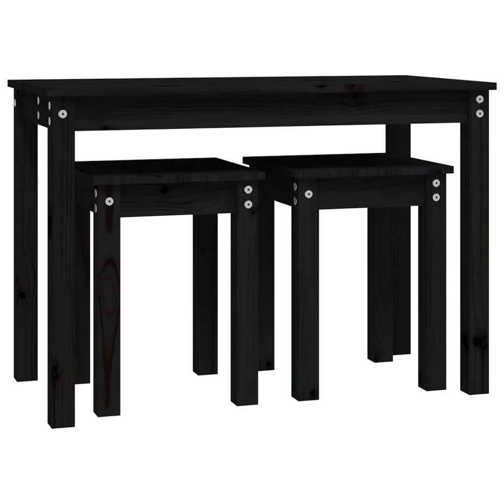 Tables gigognes 3 pcs Noir Bois de pin massif - XIOS