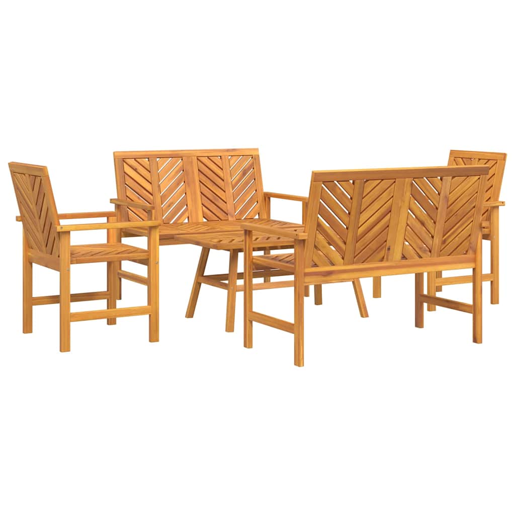 Ensemble de salon de jardin 5 pcs Marron Bois d'Acacia Massif