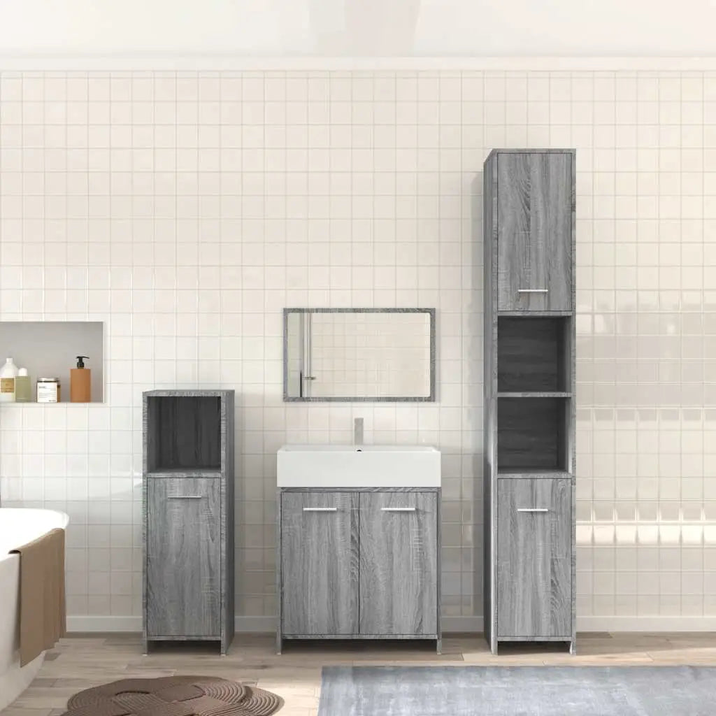 Ensemble de meubles de salle de bain 4 pcs Sonoma gris - XIOS