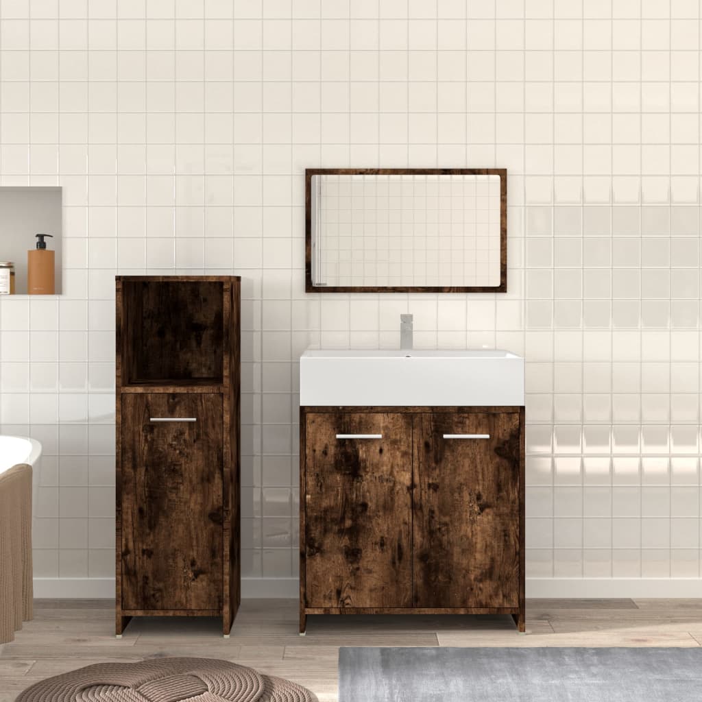 Ensemble de meubles de salle de bain 3 pcs Chêne fumé Ensembles de mobilier pour salles de bains vidaXL
