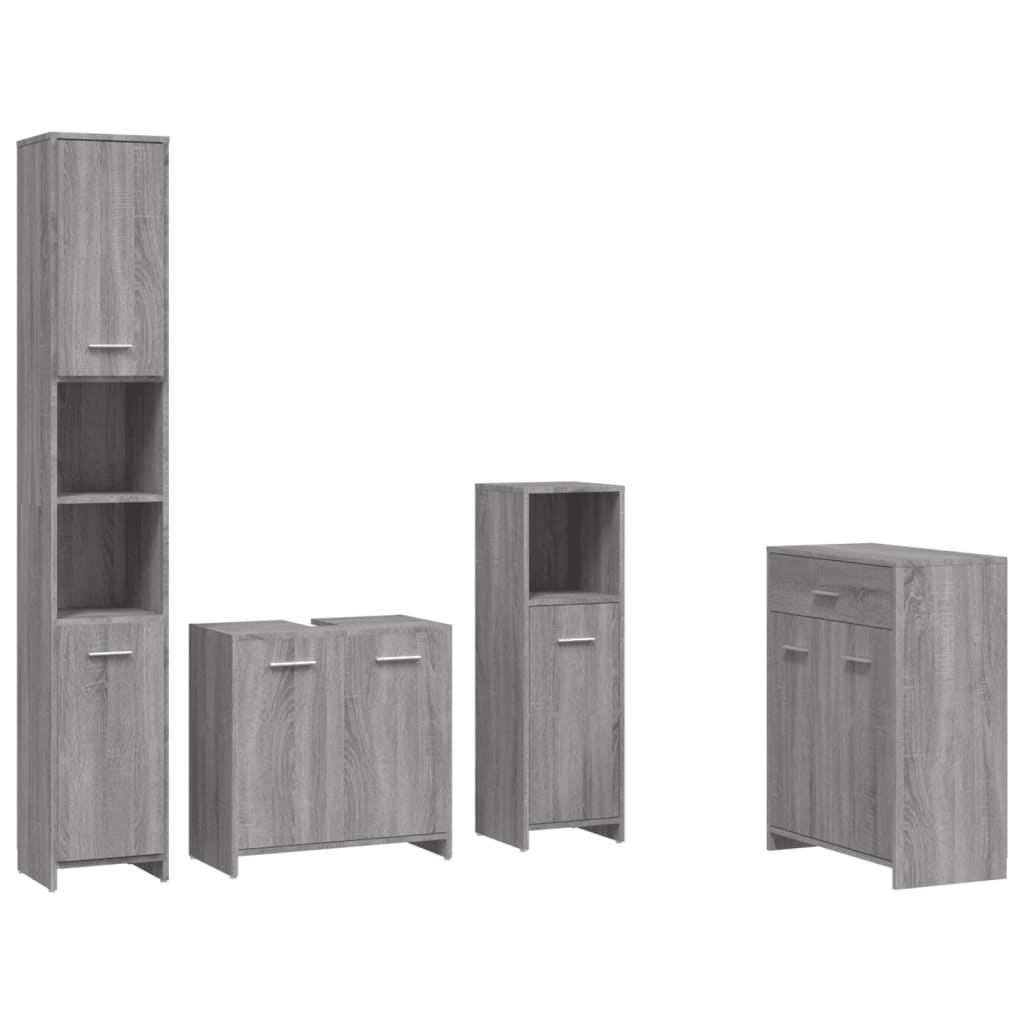 Ensemble de meubles de salle de bain 4 pcs Sonoma gris