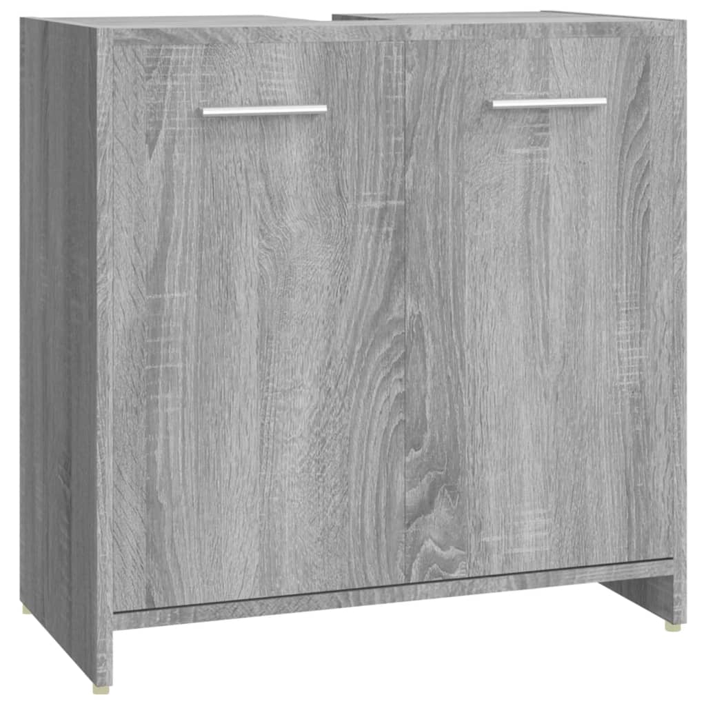 Ensemble de meubles de salle de bain 4 pcs Sonoma gris
