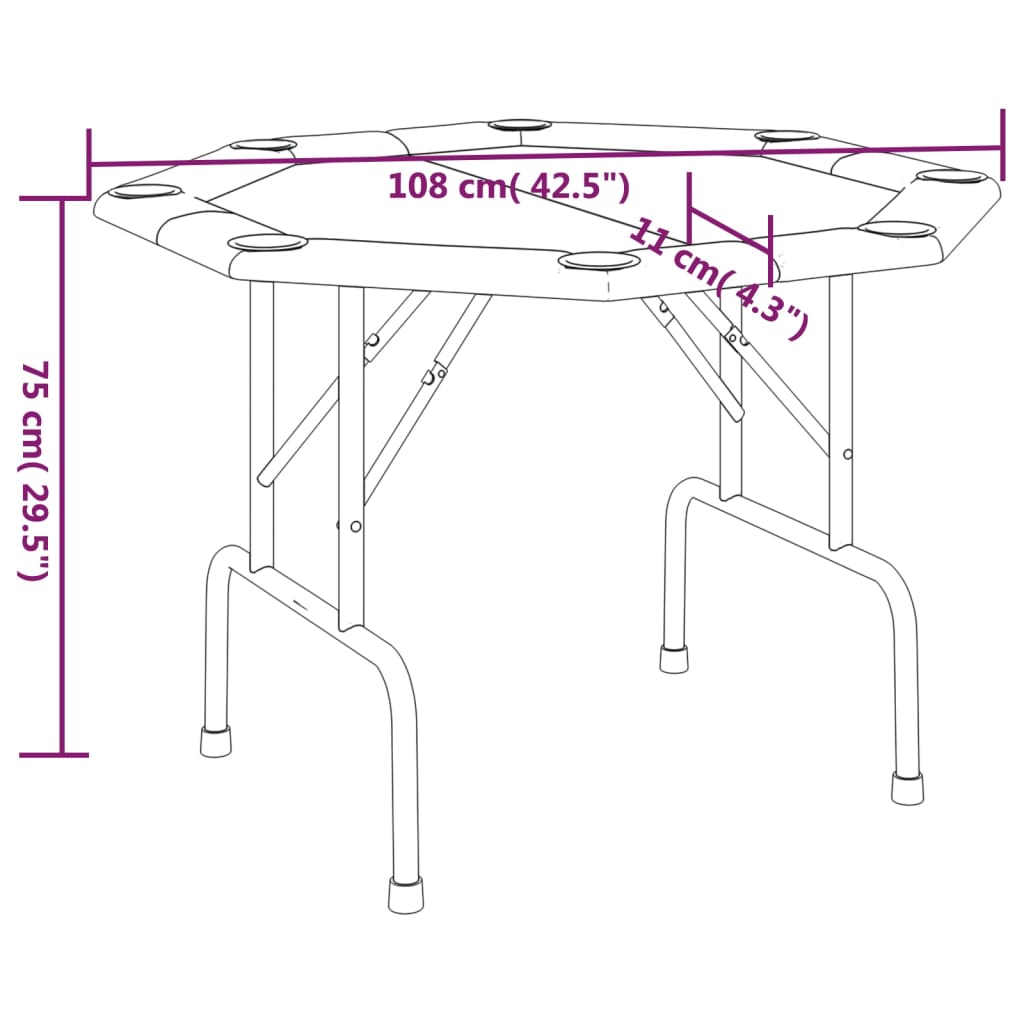 Table de poker pliable 8 joueurs Bleu 108x108x75 cm - XIOS