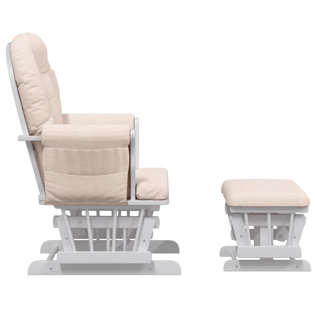 Chaise berçante avec repose-pied Rose clair Tissu - XIOS