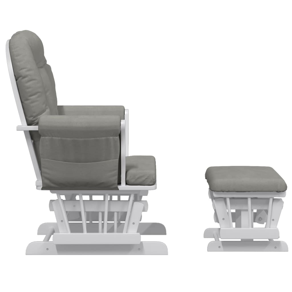 Chaise berçante avec repose-pied Gris clair Tissu - XIOS