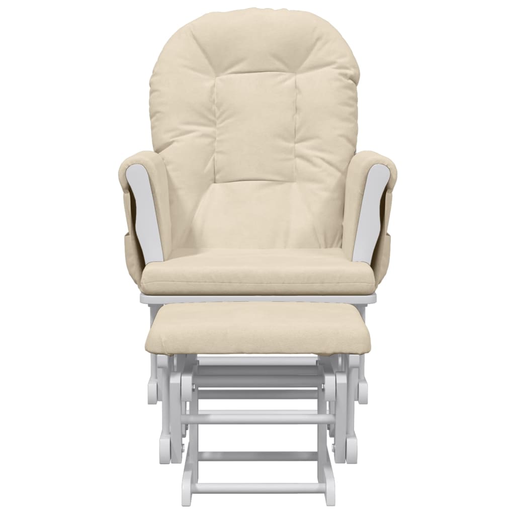 Chaise berçante avec repose-pied Blanc crème Tissu - XIOS