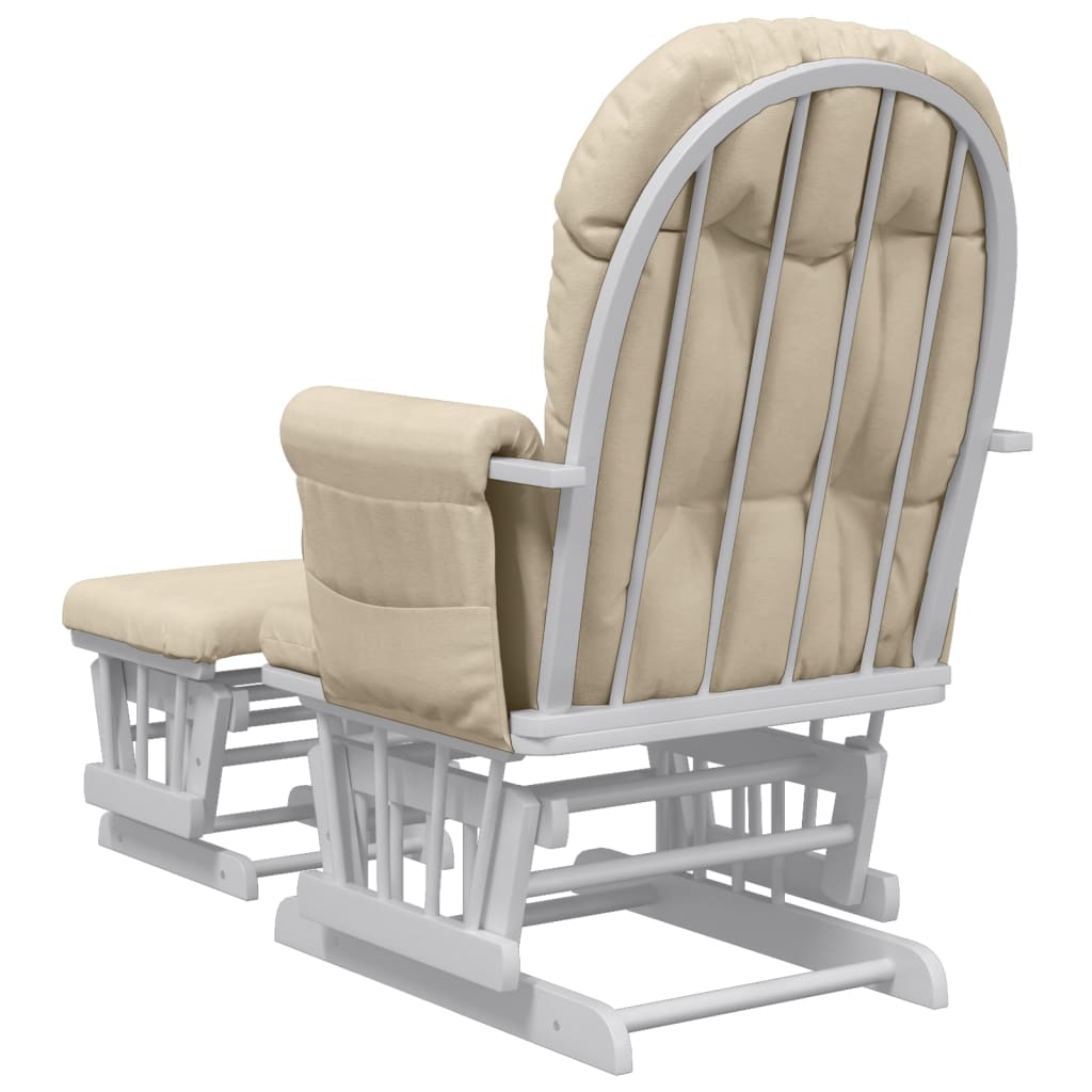 Chaise berçante avec repose-pied Blanc crème Tissu - XIOS