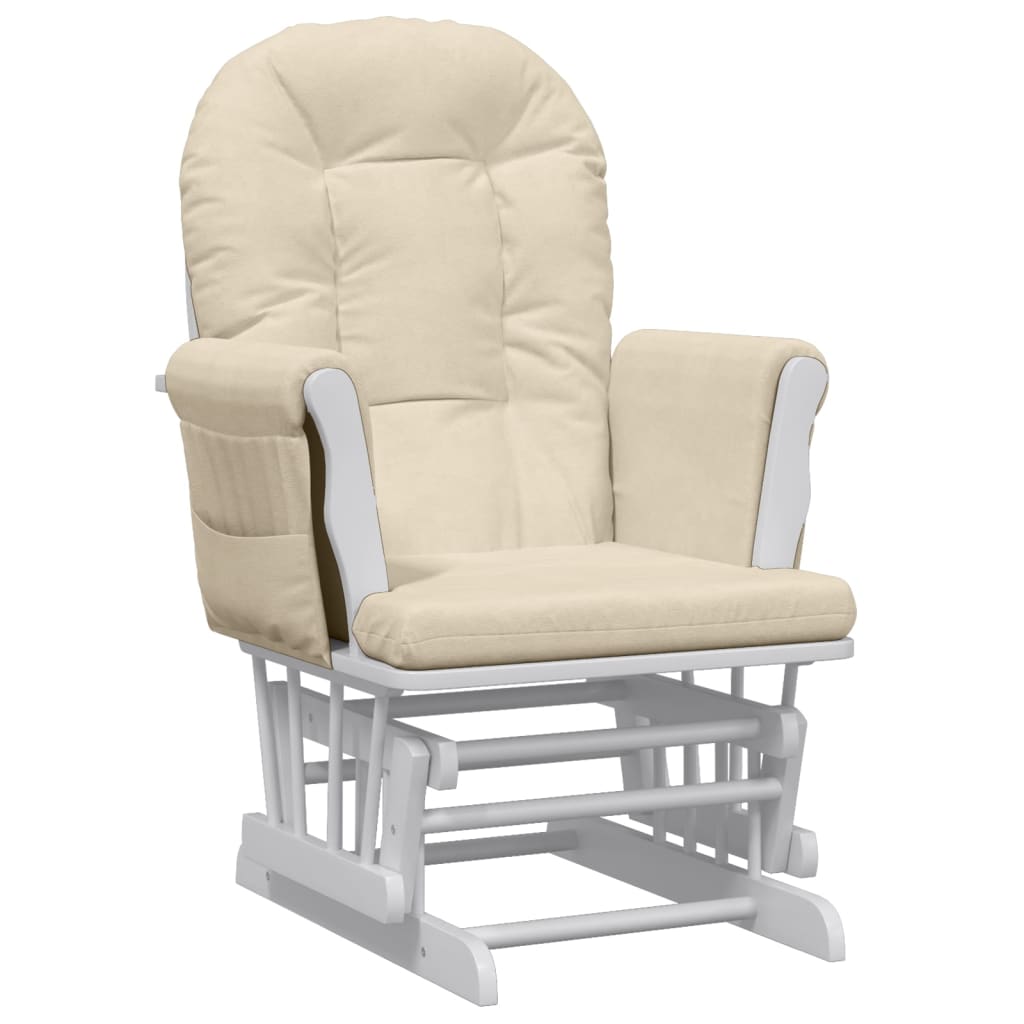 Chaise berçante avec repose-pied Blanc crème Tissu - XIOS