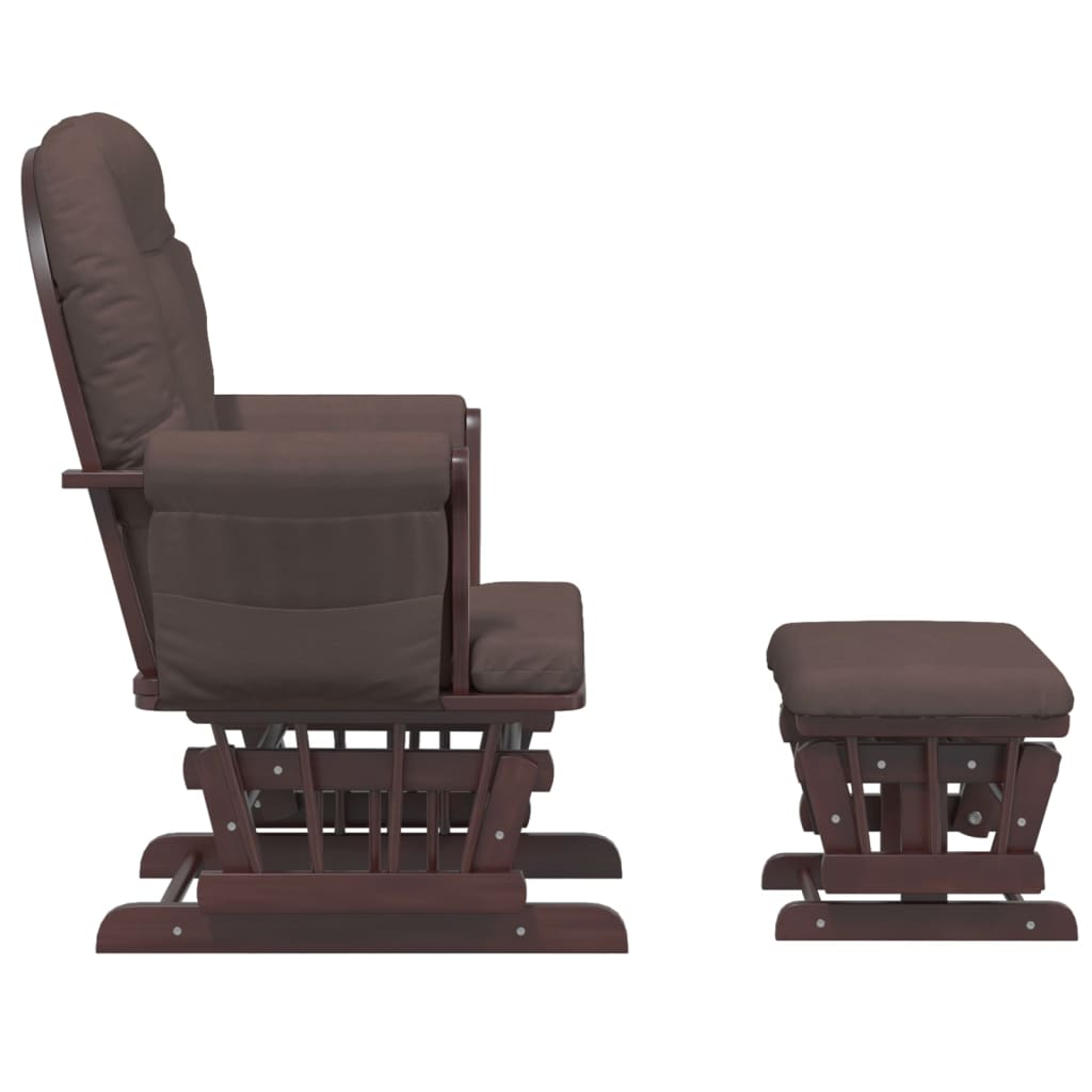 Chaise berçante avec repose-pied Marron Tissu - XIOS