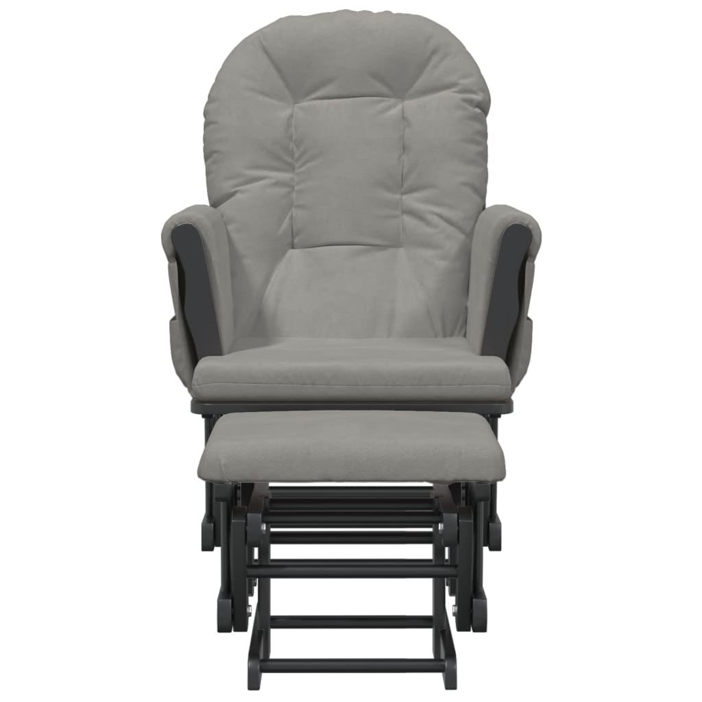 Chaise berçante avec repose-pied Gris clair Tissu - XIOS