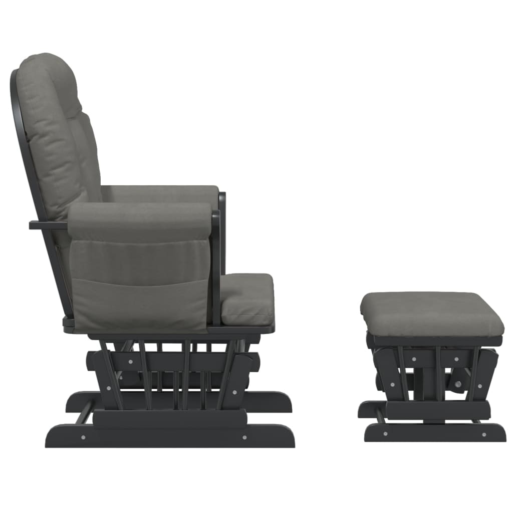 Chaise berçante avec repose-pied Gris foncé Tissu - XIOS