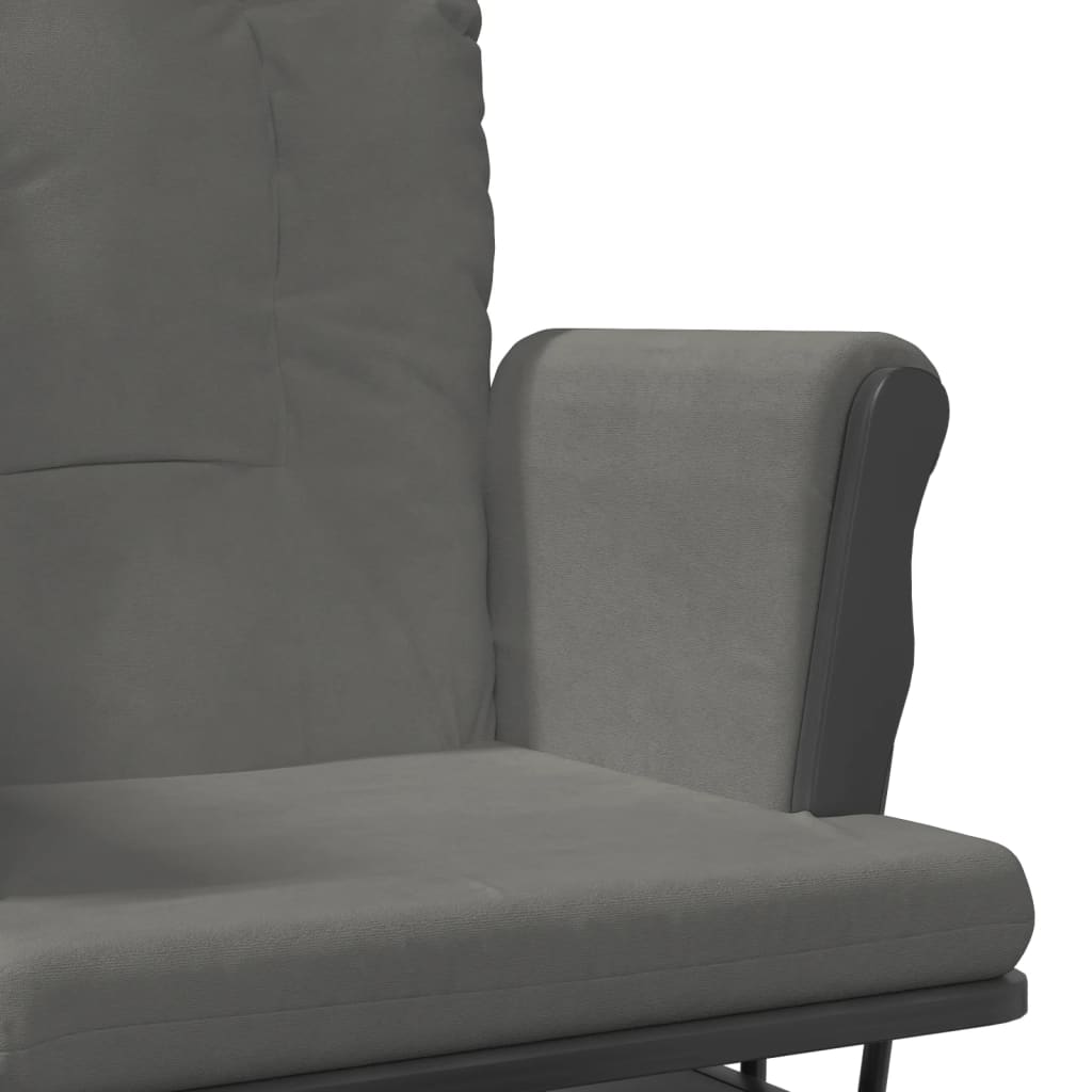 Chaise berçante avec repose-pied Gris foncé Tissu - XIOS
