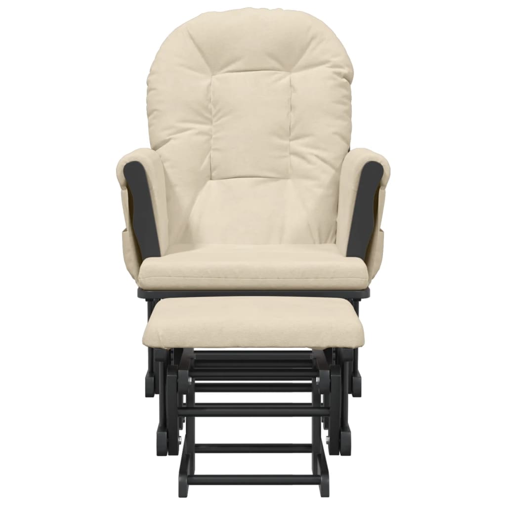 Chaise berçante avec repose-pied Blanc crème Tissu - XIOS
