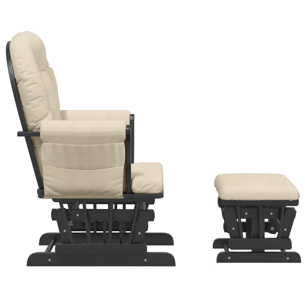 Chaise berçante avec repose-pied Blanc crème Tissu - XIOS