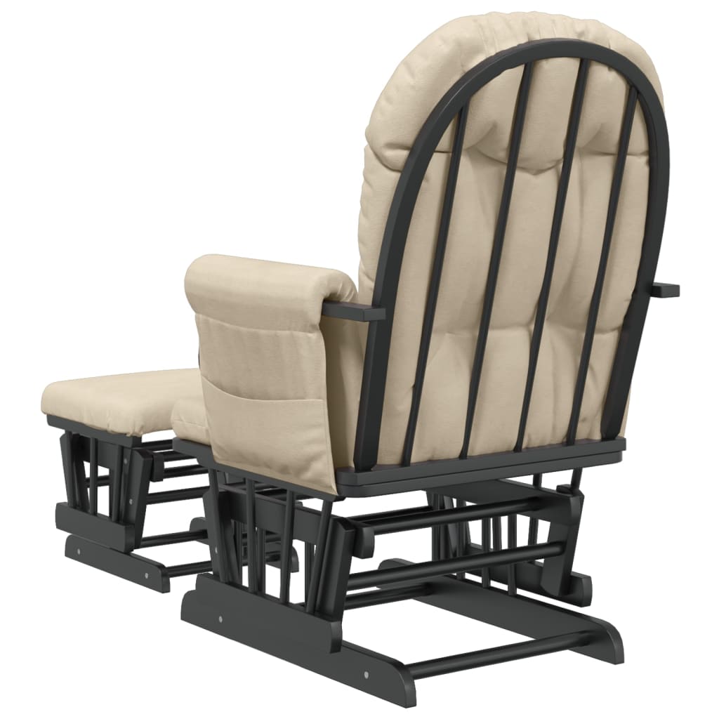 Chaise berçante avec repose-pied Blanc crème Tissu - XIOS