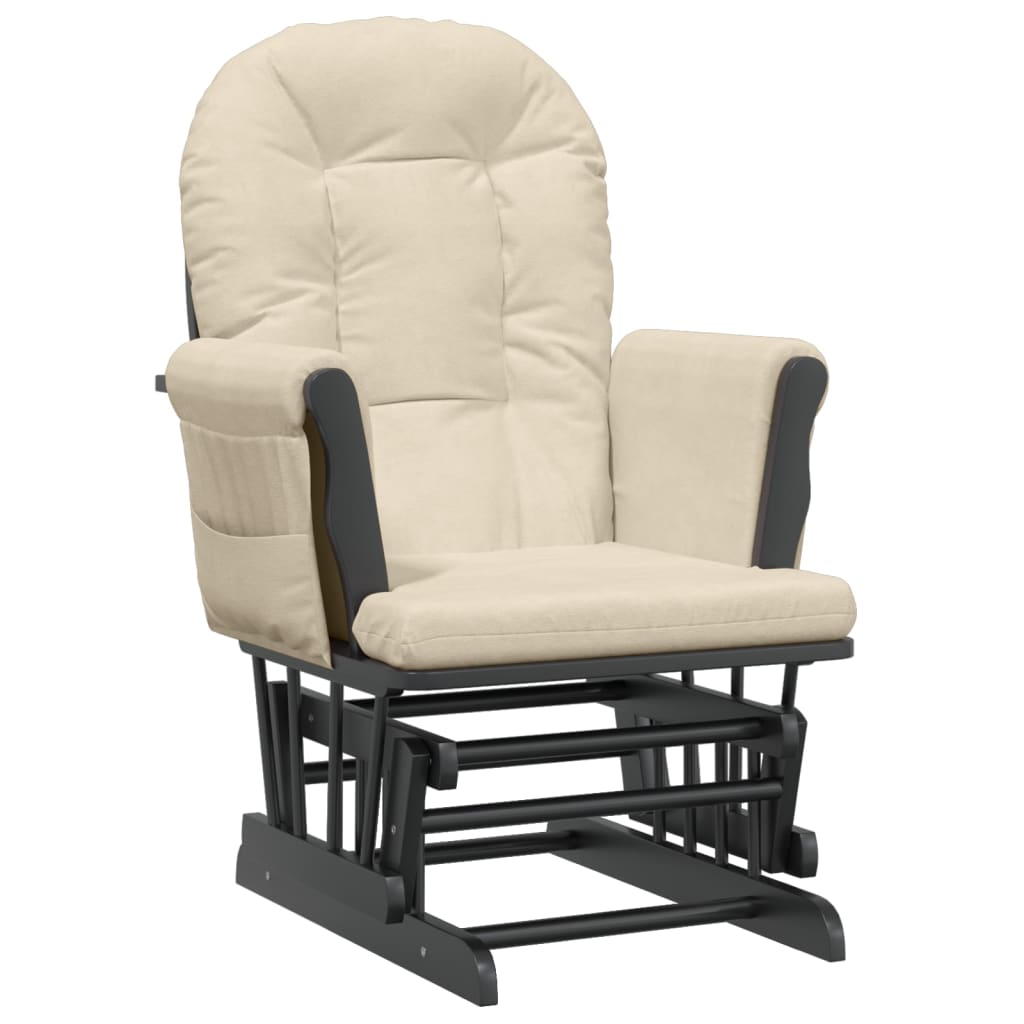 Chaise berçante avec repose-pied Blanc crème Tissu - XIOS