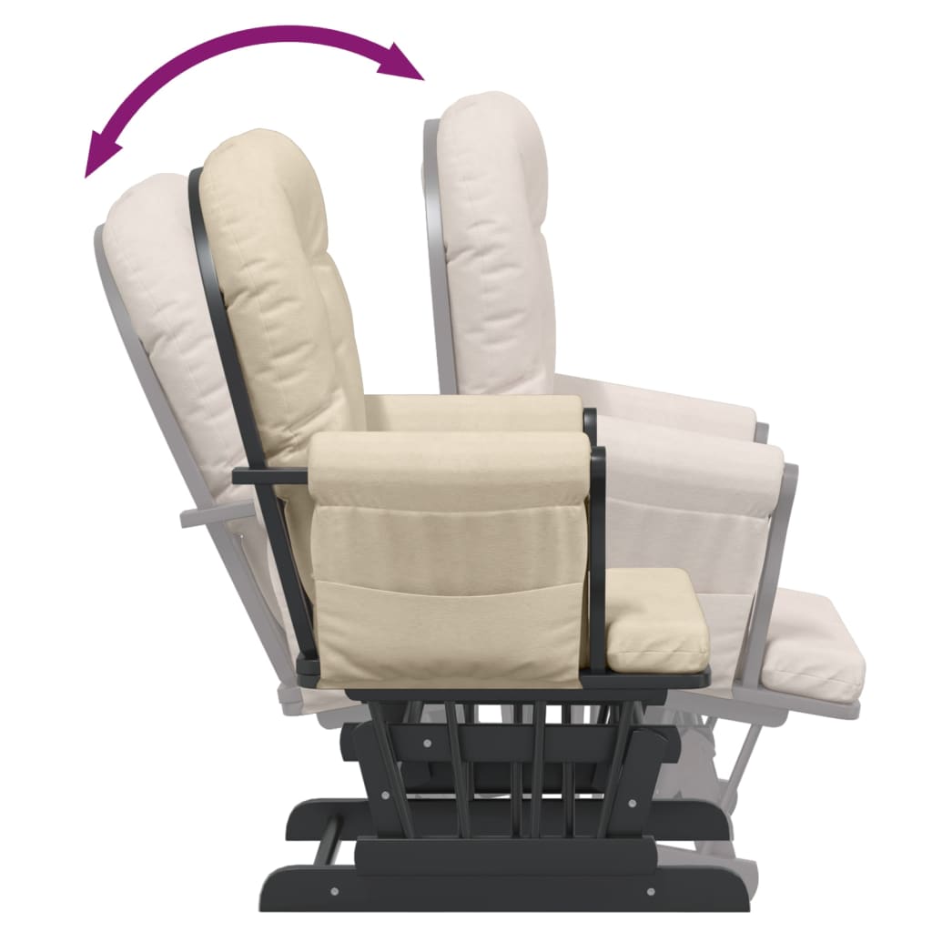 Chaise berçante avec repose-pied Blanc crème Tissu - XIOS