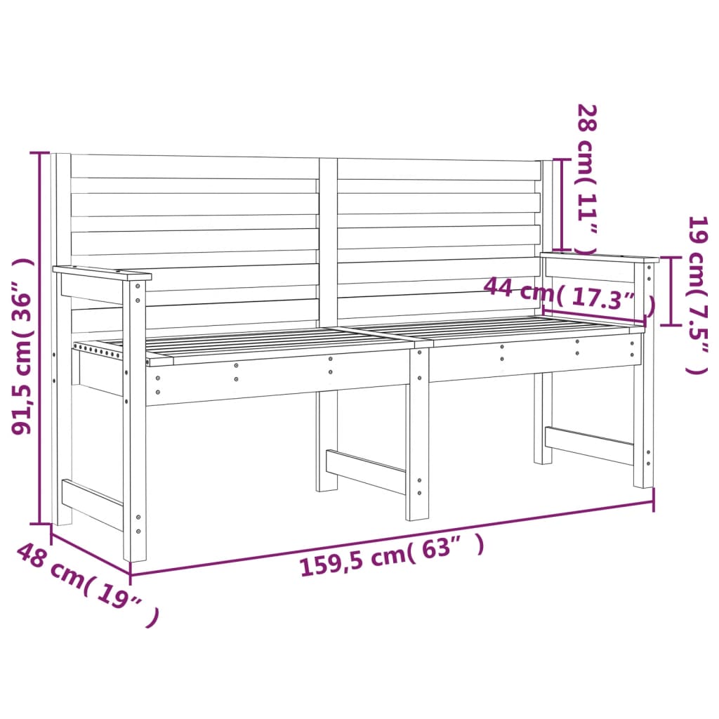 Banc de jardin blanc 159,5x48x91,5 cm bois massif de pin Bancs de jardin vidaXL