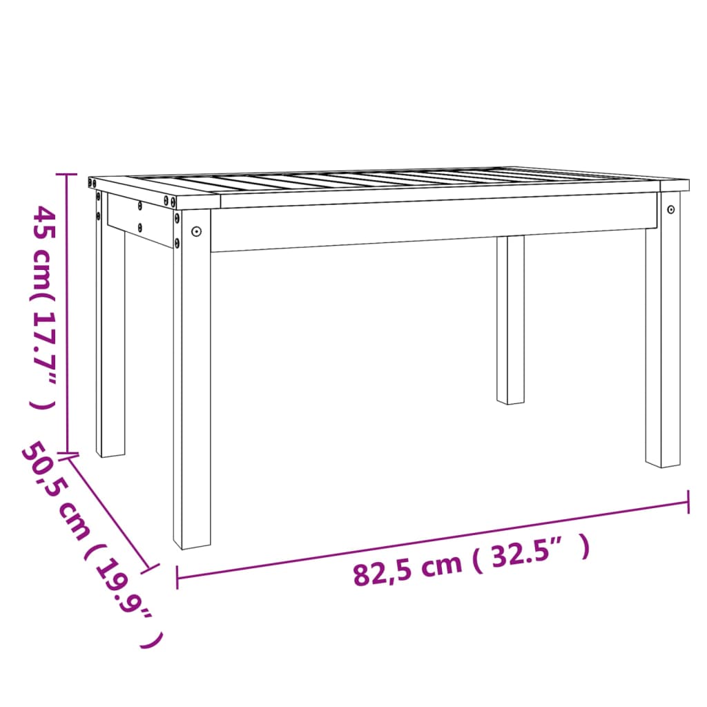 Table de jardin noir 82,5x50,5x45 cm bois massif de pin Tables de jardin vidaXL