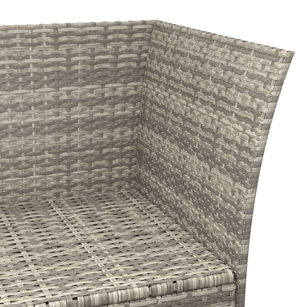 Salon de jardin 3 pcs avec coussins Gris Résine tressée