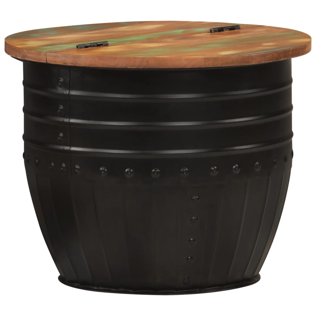 Table basse noir 50x39,5 cm bois de récupération massif - XIOS