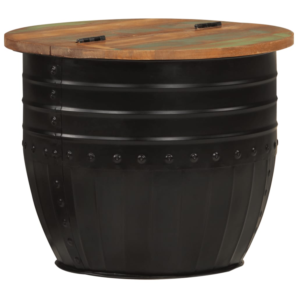 Table basse noir 50x39,5 cm bois de récupération massif - XIOS